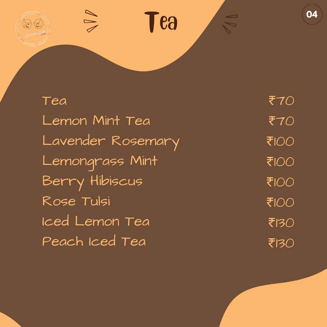 Cascade Cafe menu
