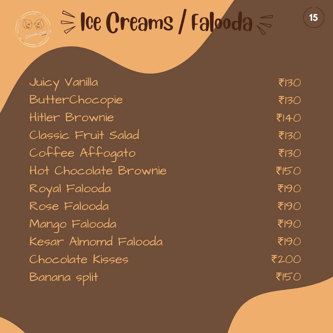 Cascade Cafe menu