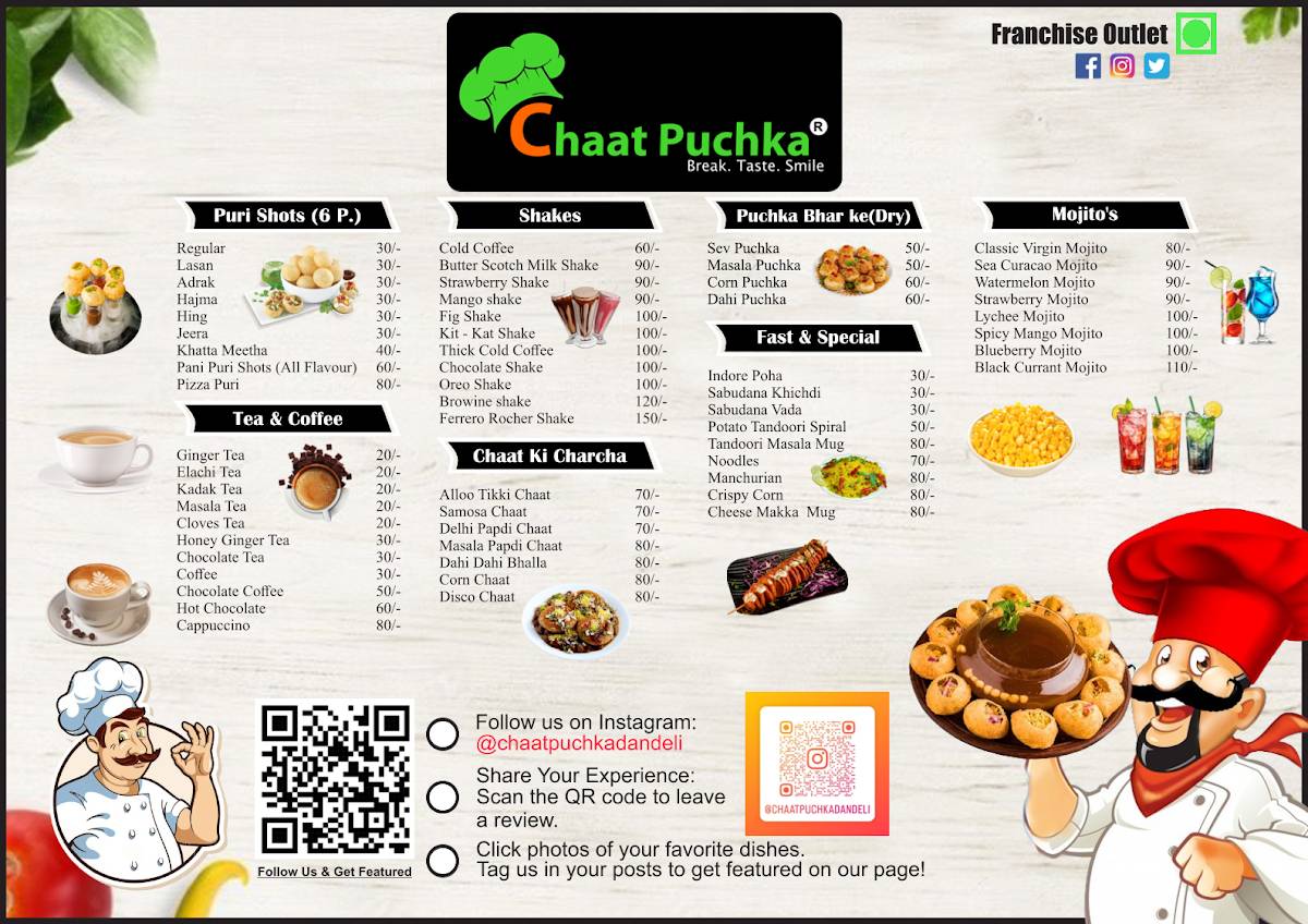 Cafe - Chaat Puchka menu