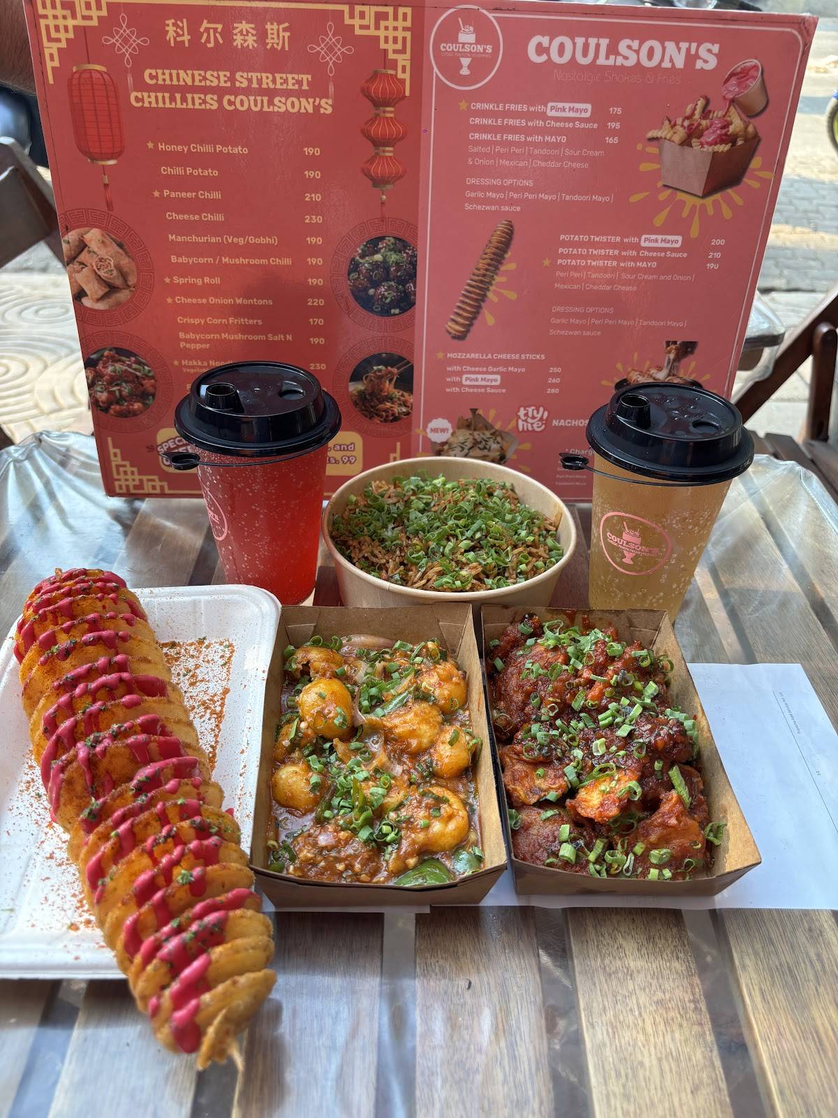 Coulson's Shakes n Chillies menu