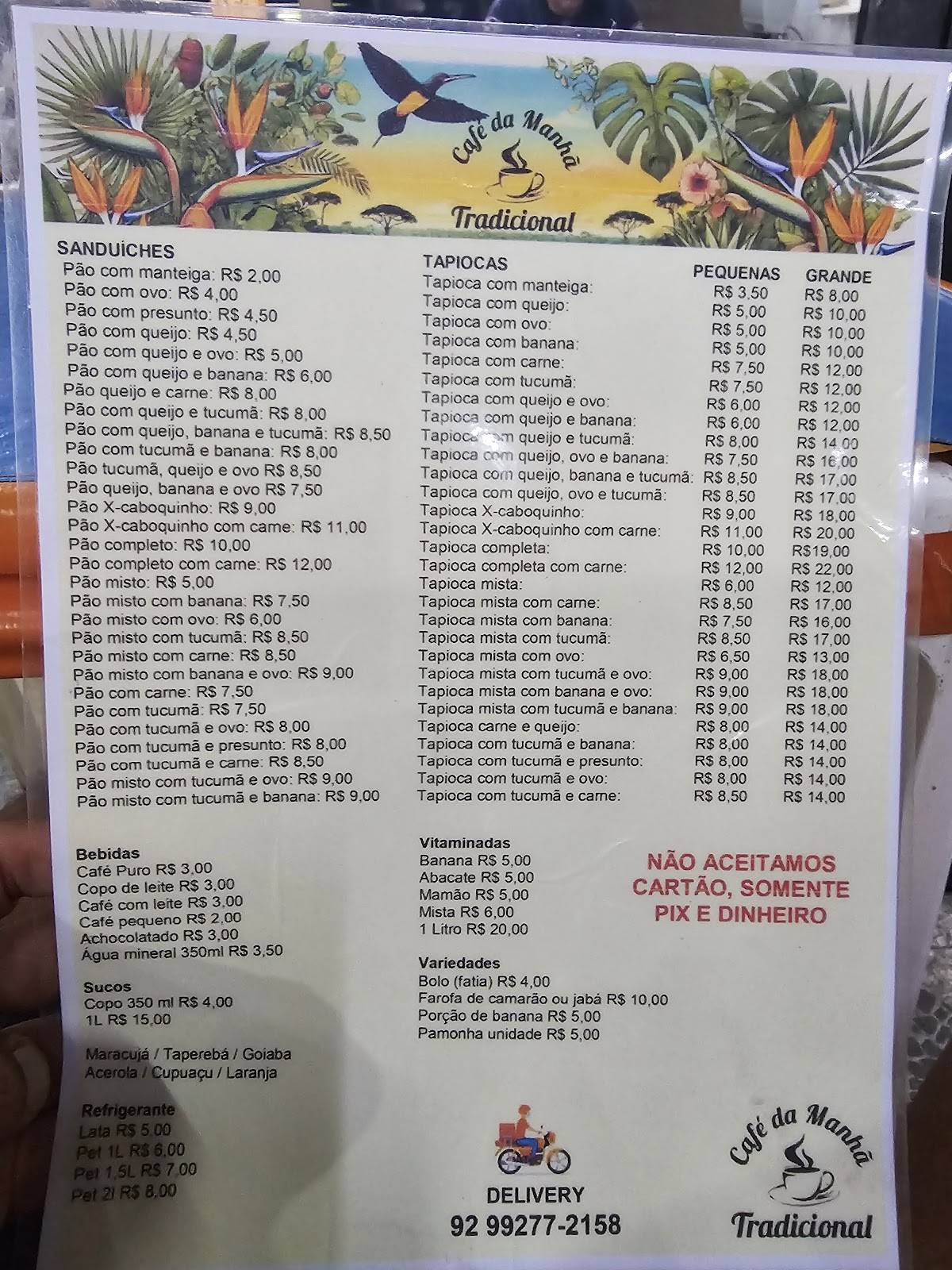 Café Da Manhã Tradicional cardápio