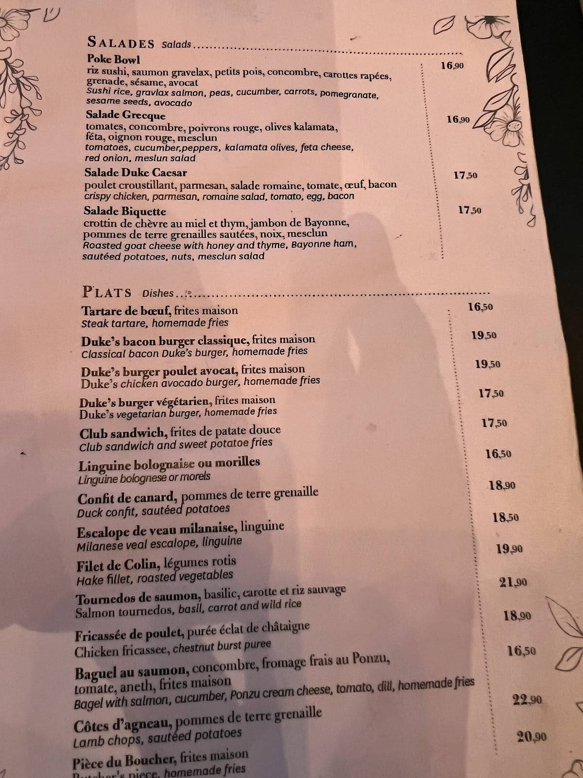 Menu de Duke