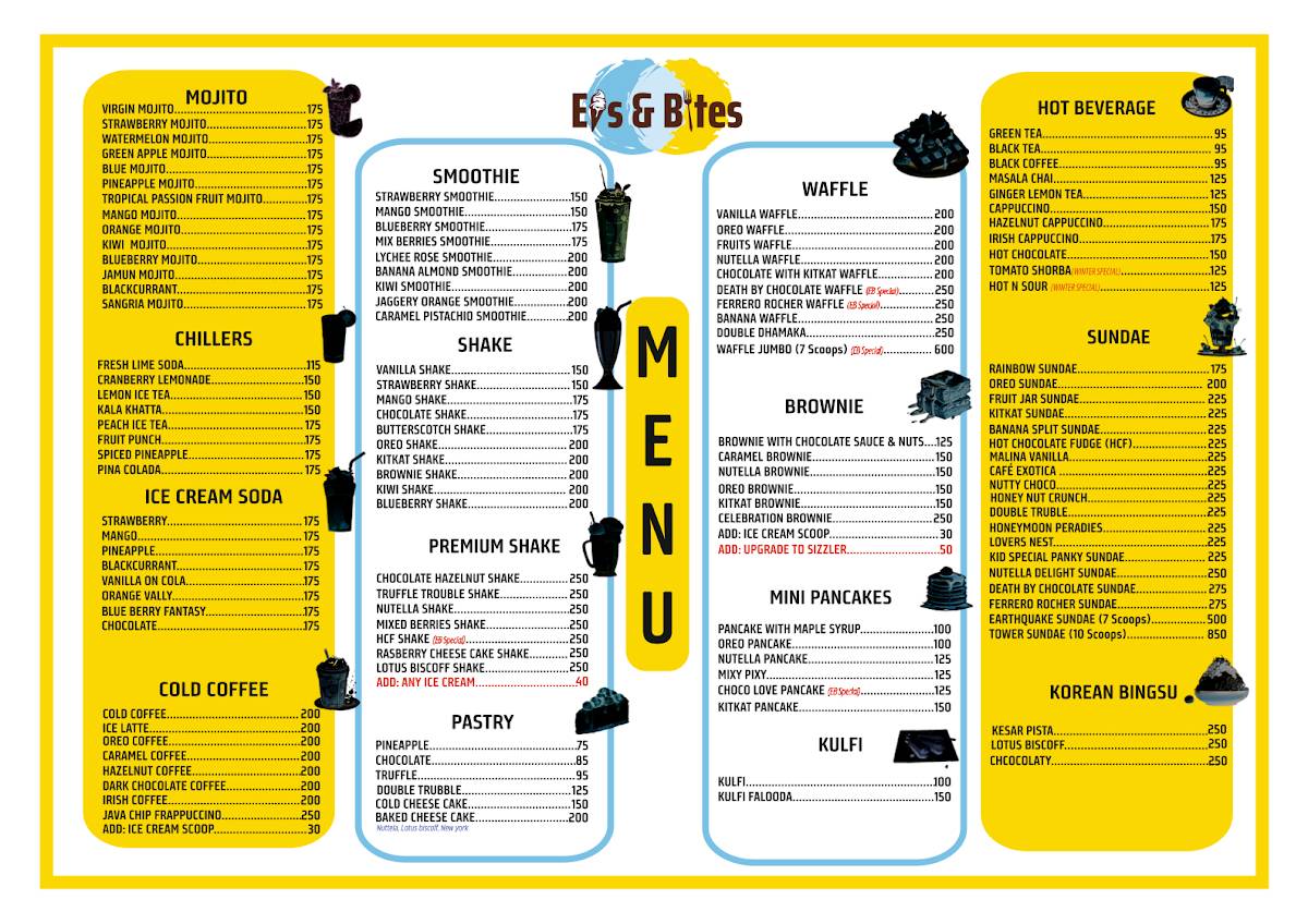 Eis And Bites Cafe menu