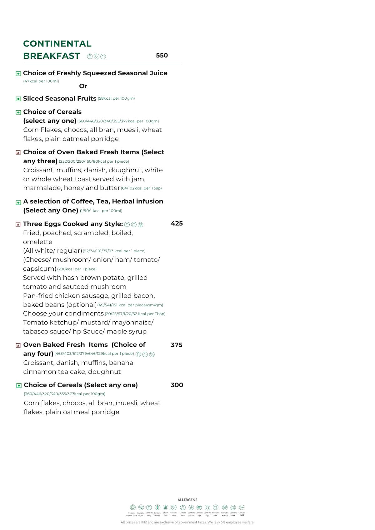Cafe G- Holiday Inn Agra MG Road menu