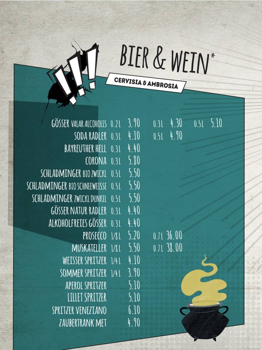 Menu de Geek's Café-Bar
