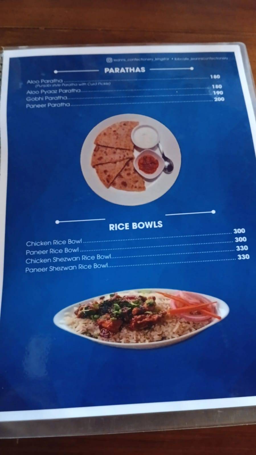 LBB CAFE LEANN'S CONFECTIONERY menu