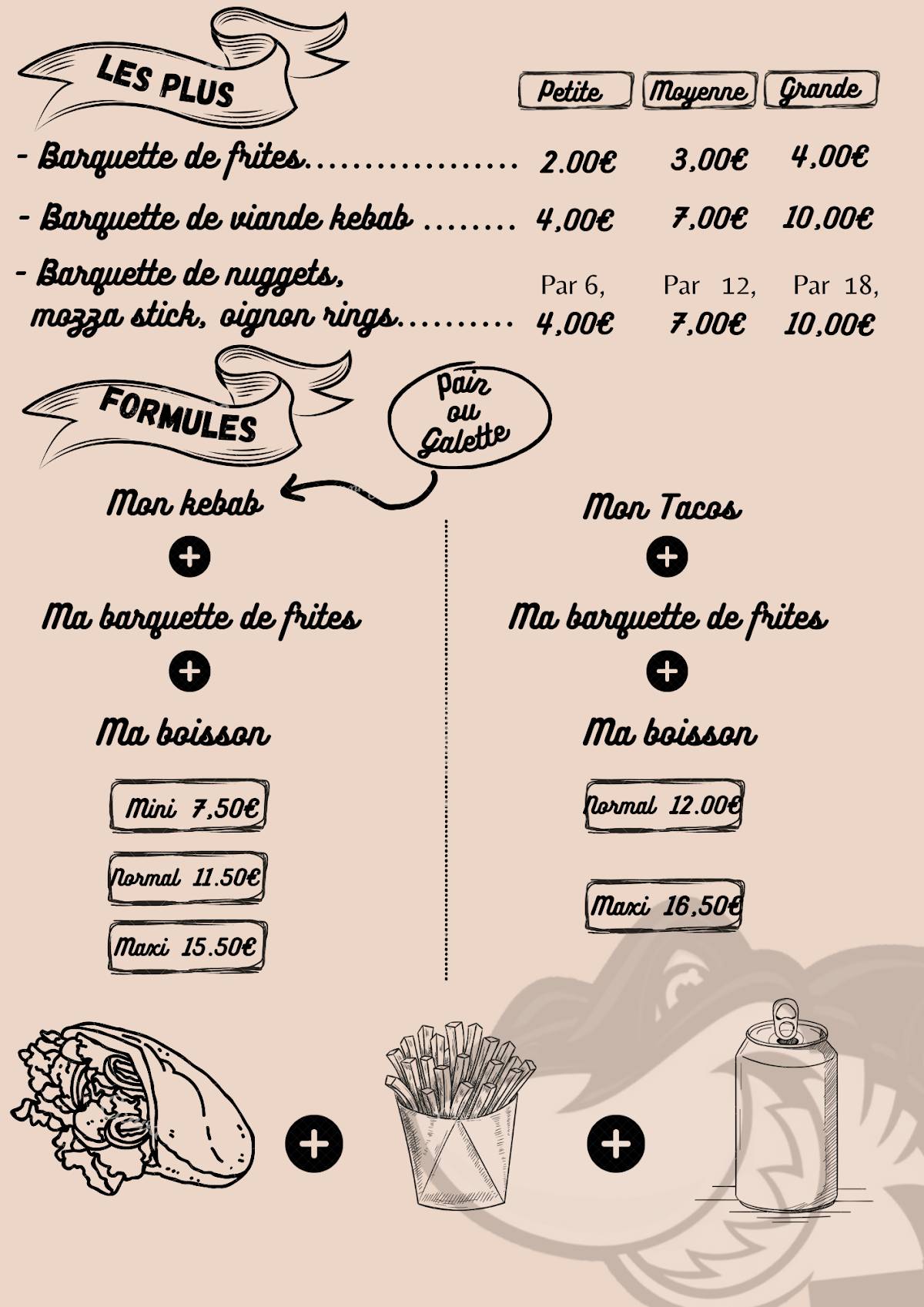 Menu de Le Sharks Onur kebab