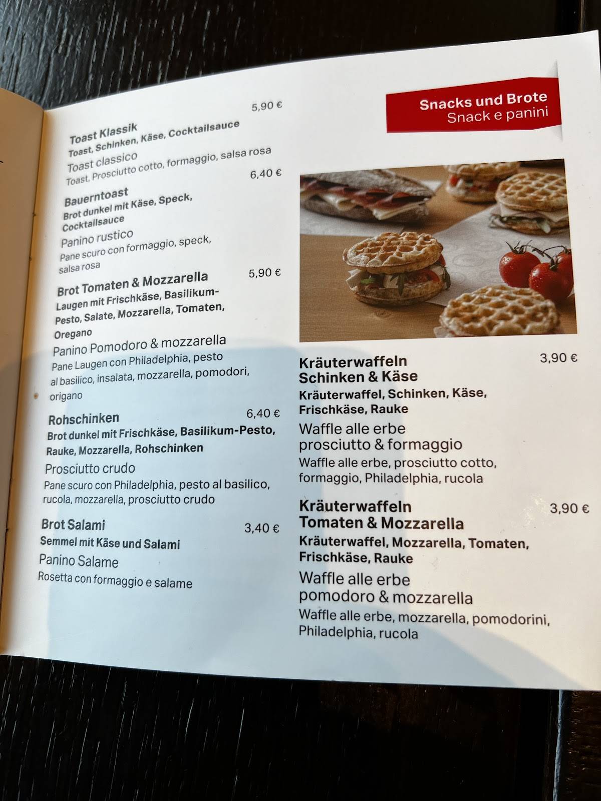 Menu di Loacker Café Bozen Waltherplatz 