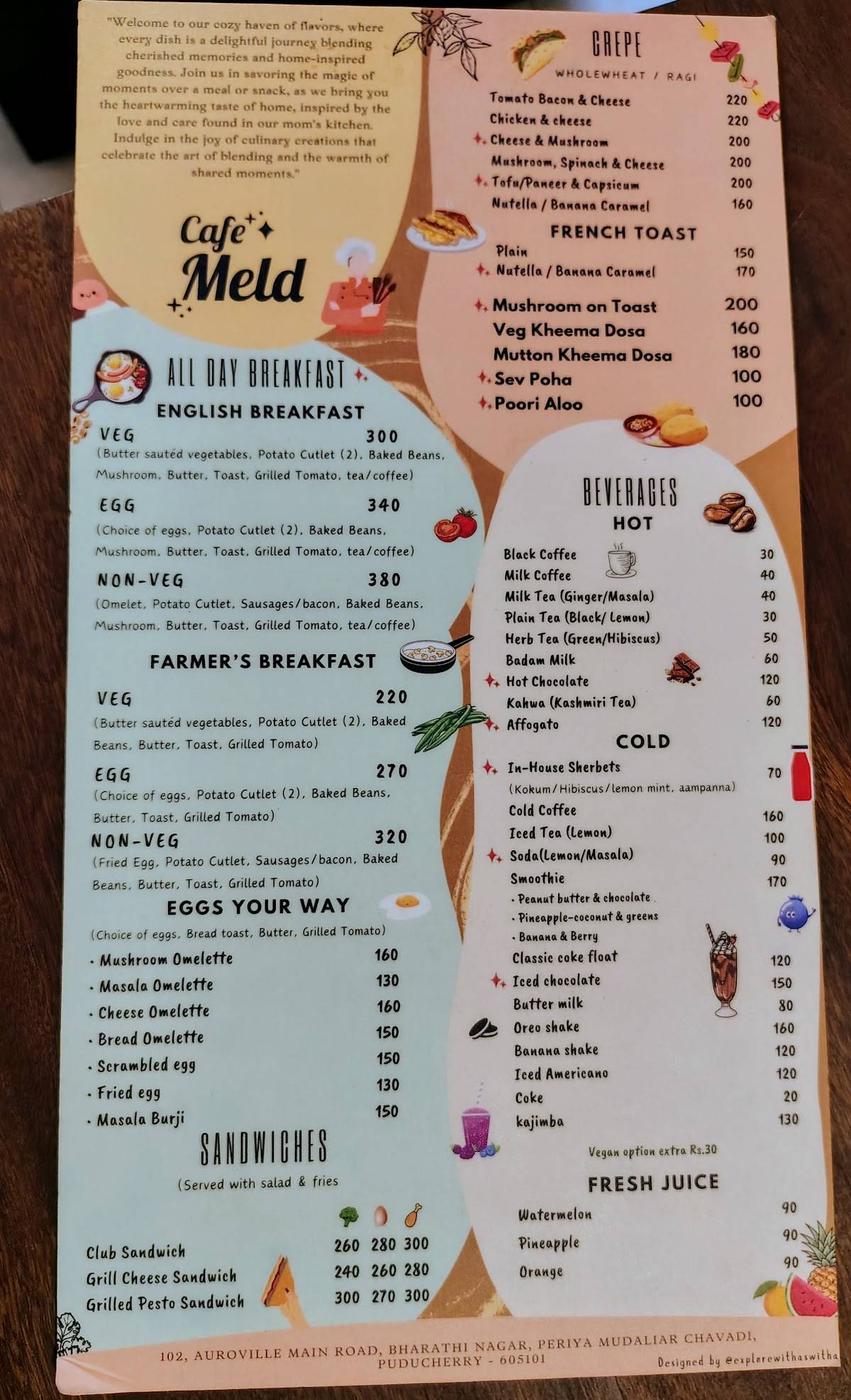 Cafe Meld menu