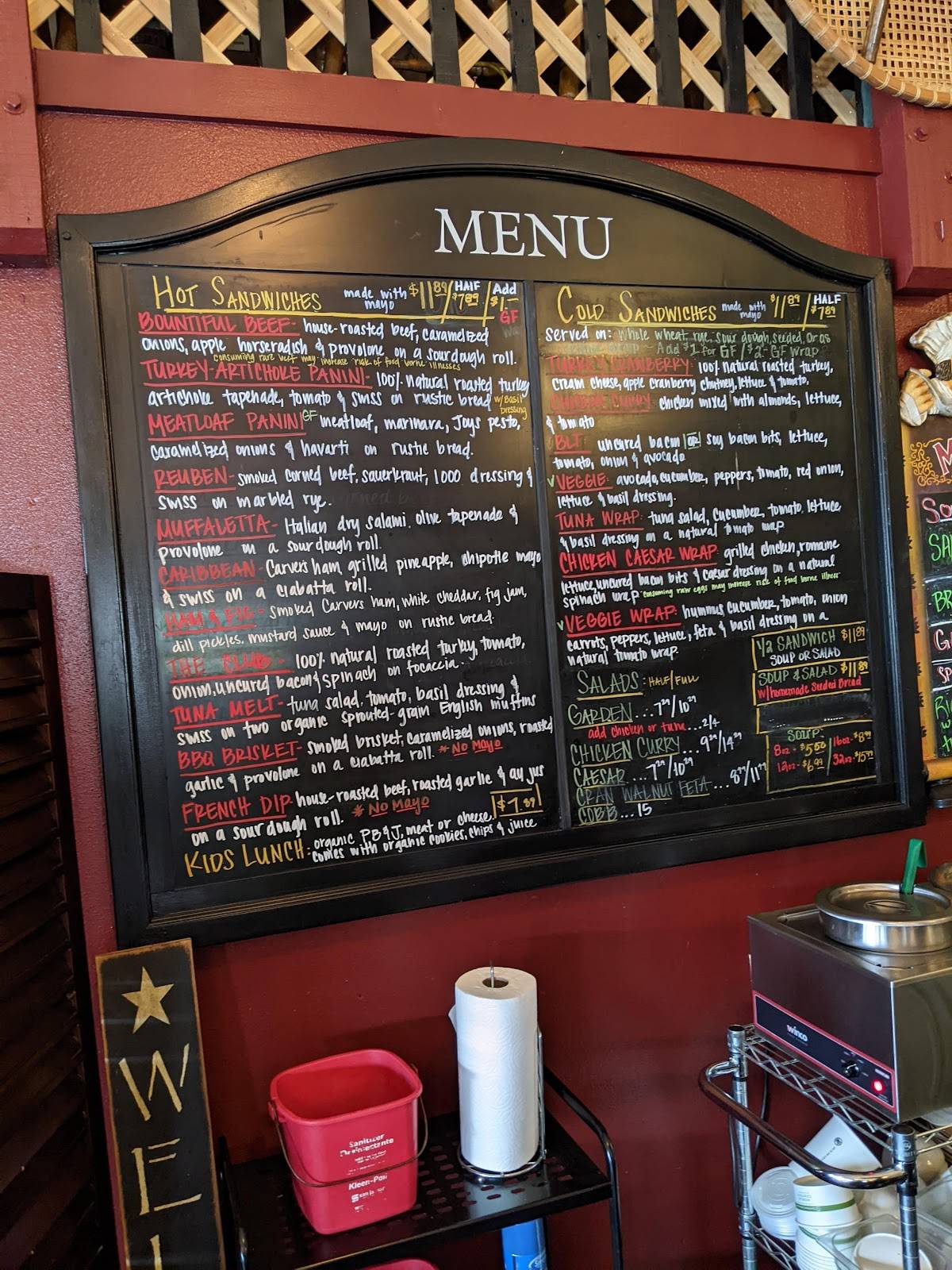 Menu at Once Upon a Thyme cafe, Chehalis