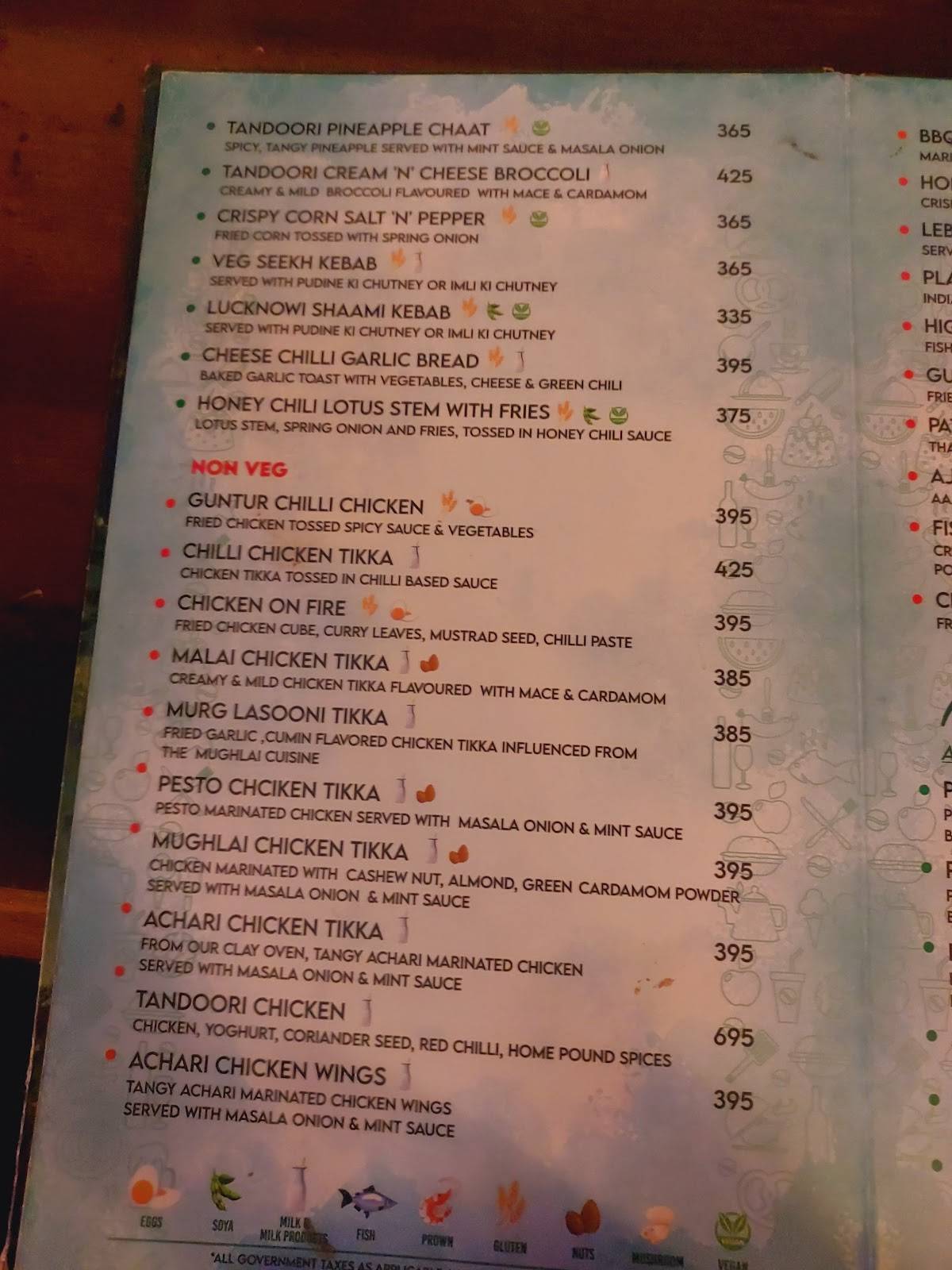 Playground Cafe and Bar menu