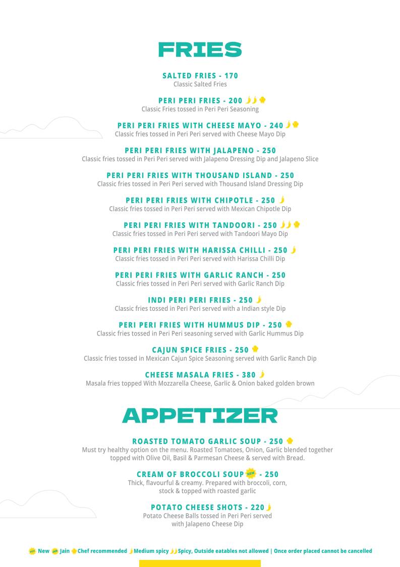 Poona Food truck menu