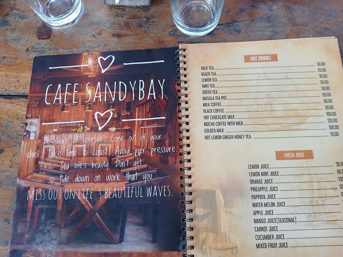 Cafe Sandy Bay Varkala Parking menu