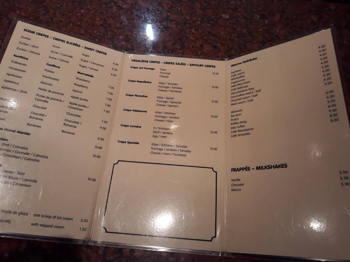 Menu di Café Sérac 