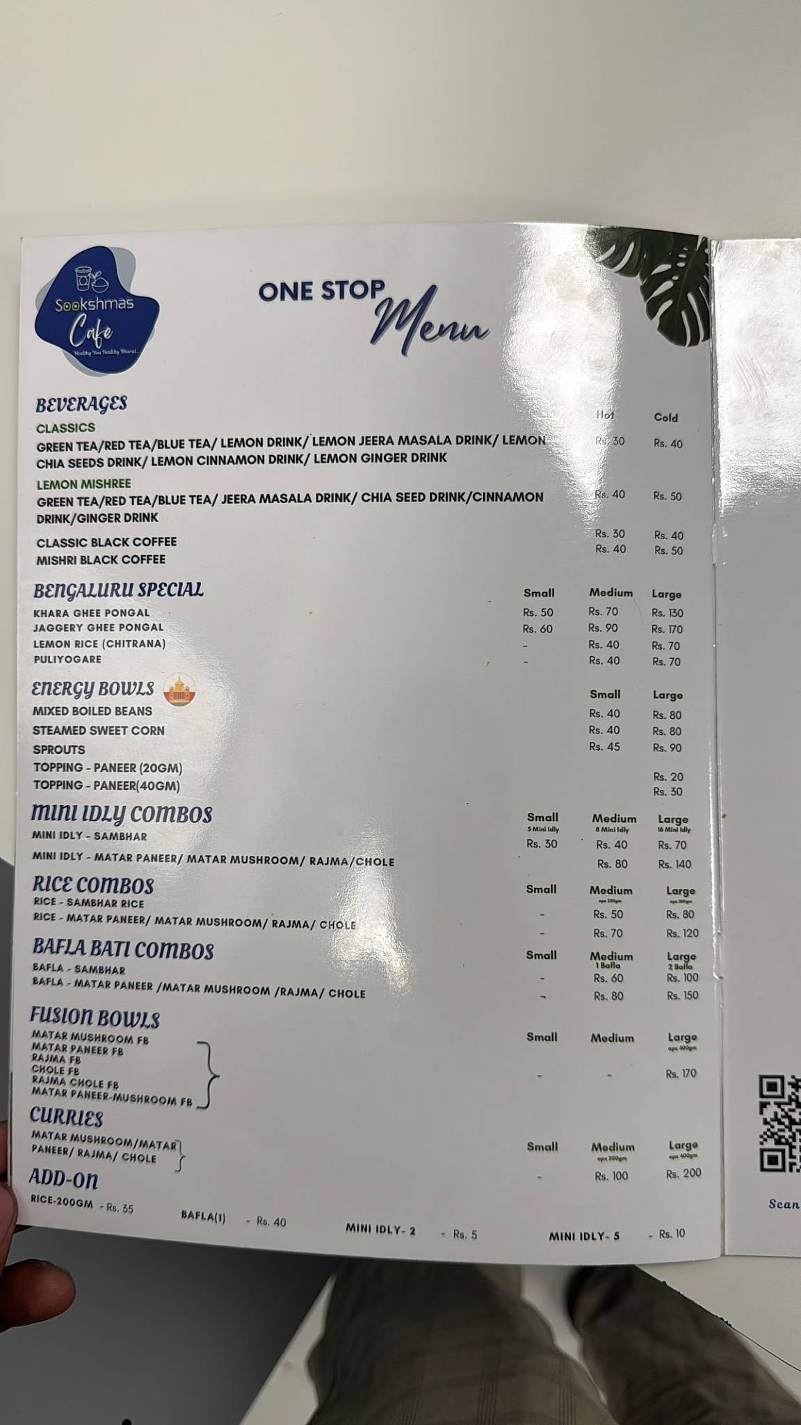 Sookshmas Cafe menu