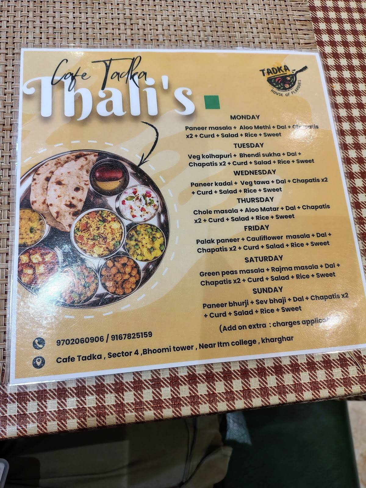Cafe Tadka menu