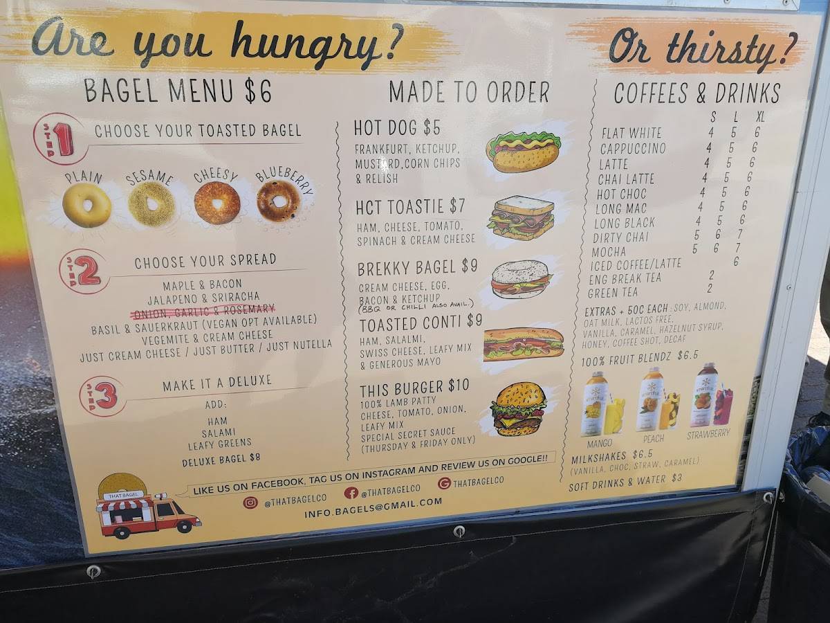Menu at Terry's (That Bagel Truck) cafe, Osborne Park