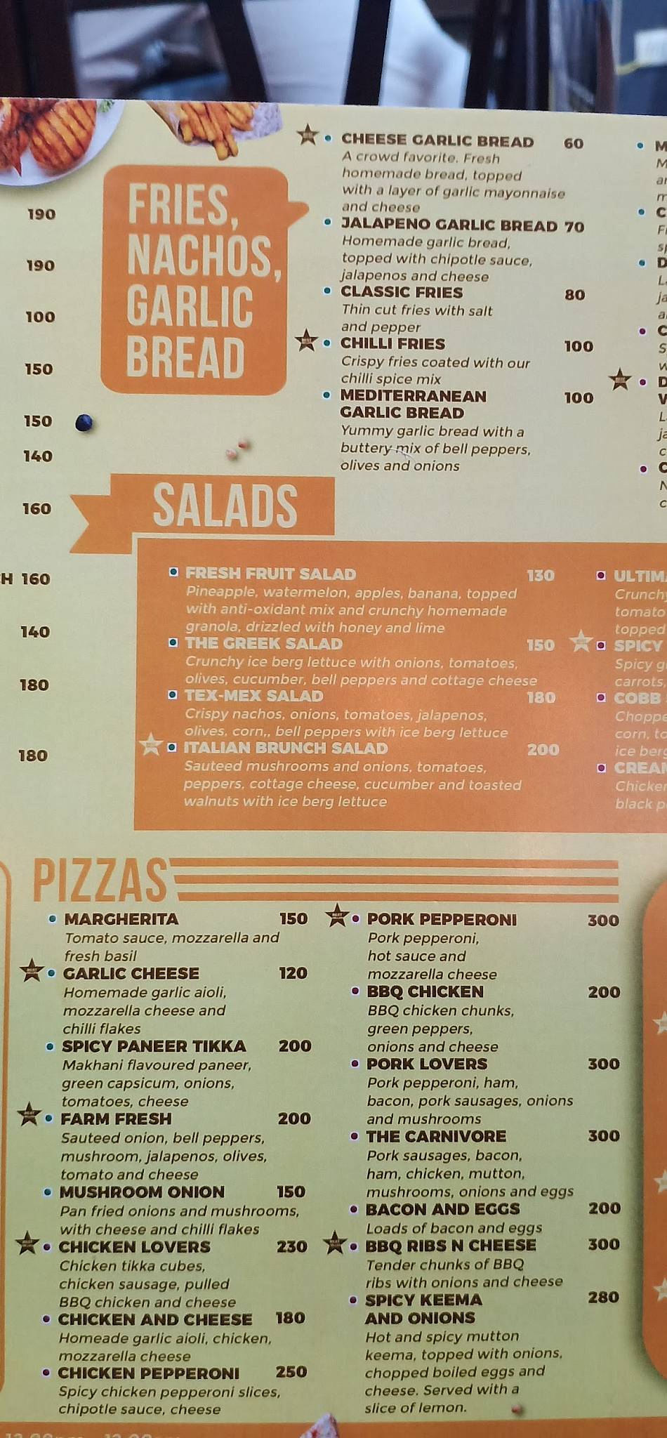 The Bake Factory menu