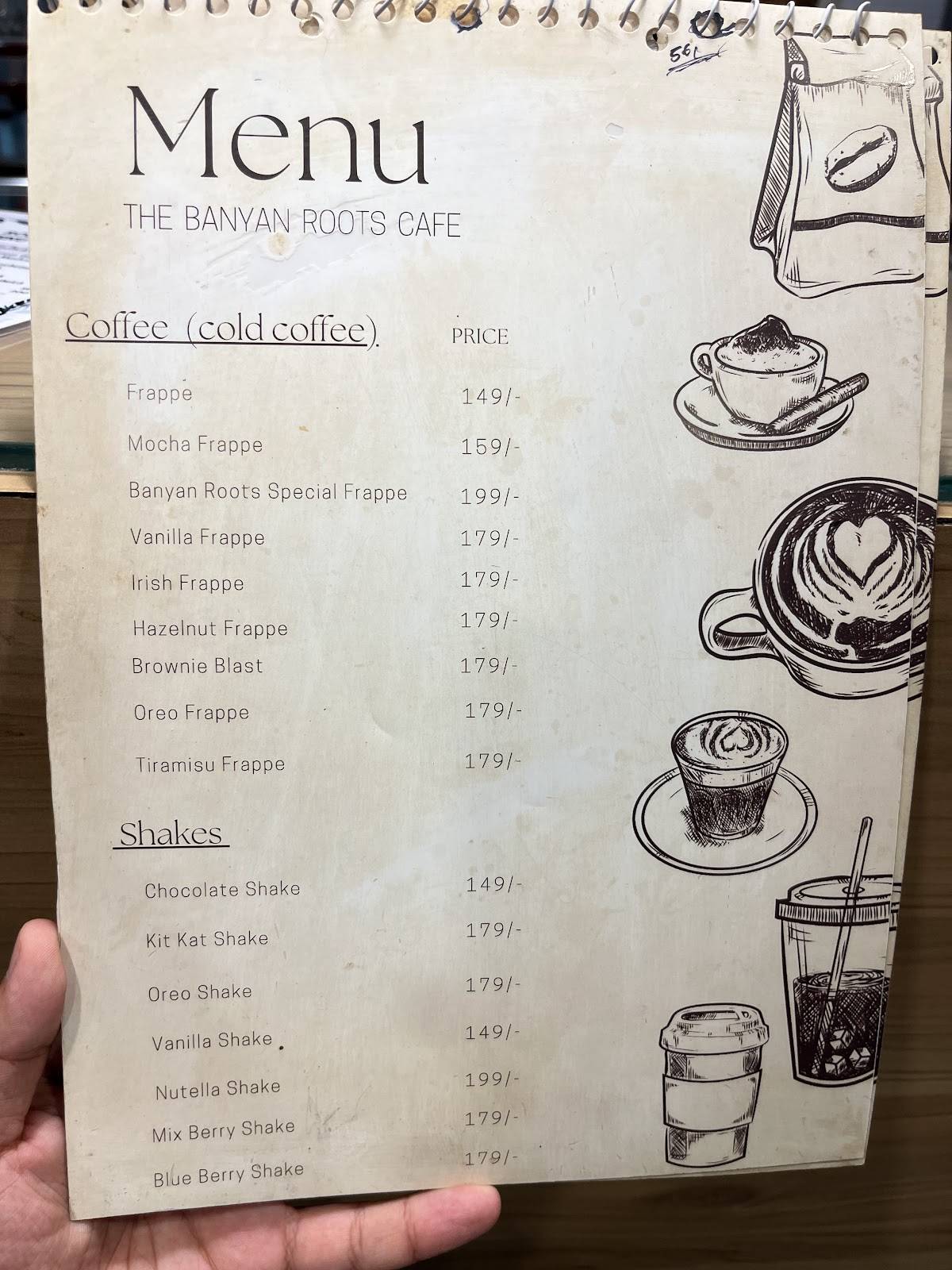 The Banyan Roots Café menu
