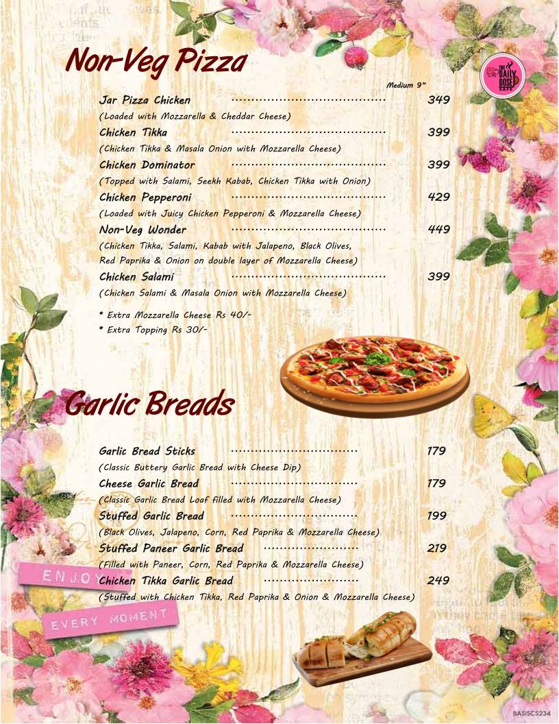 The Daily Dose Cafe menu