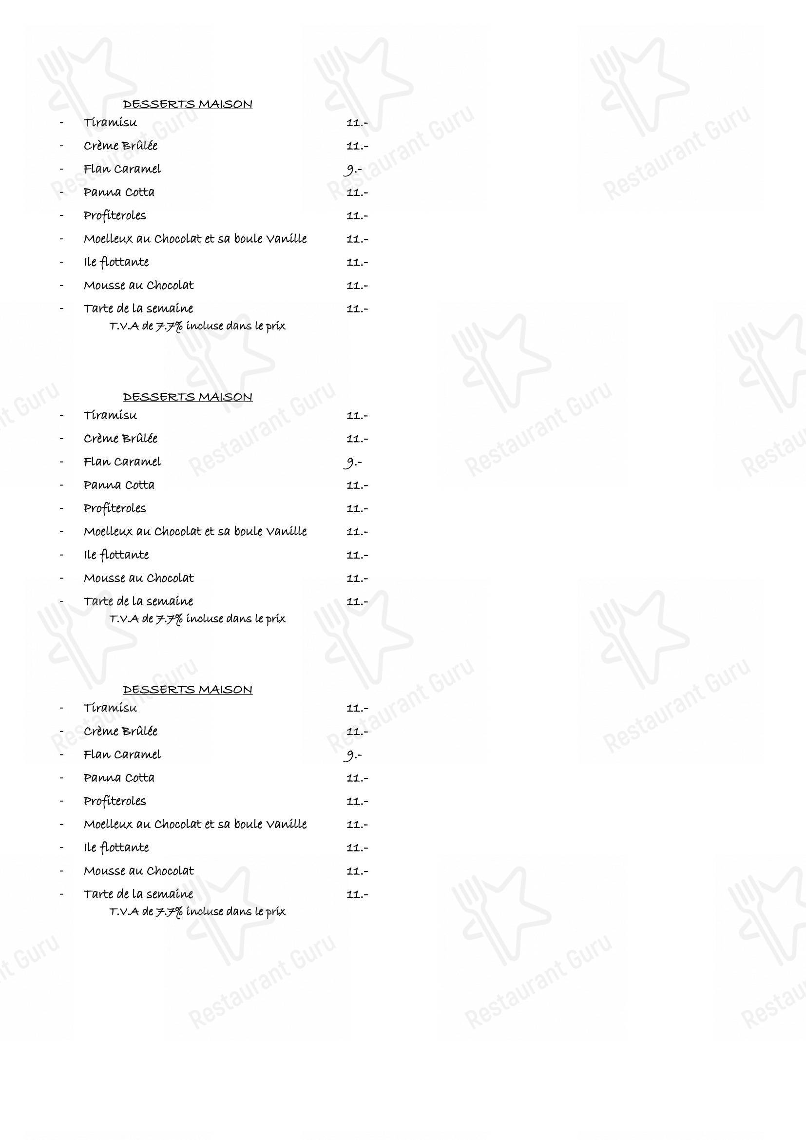 Takeaway Menu per Café du Jet d'Eau ristorante