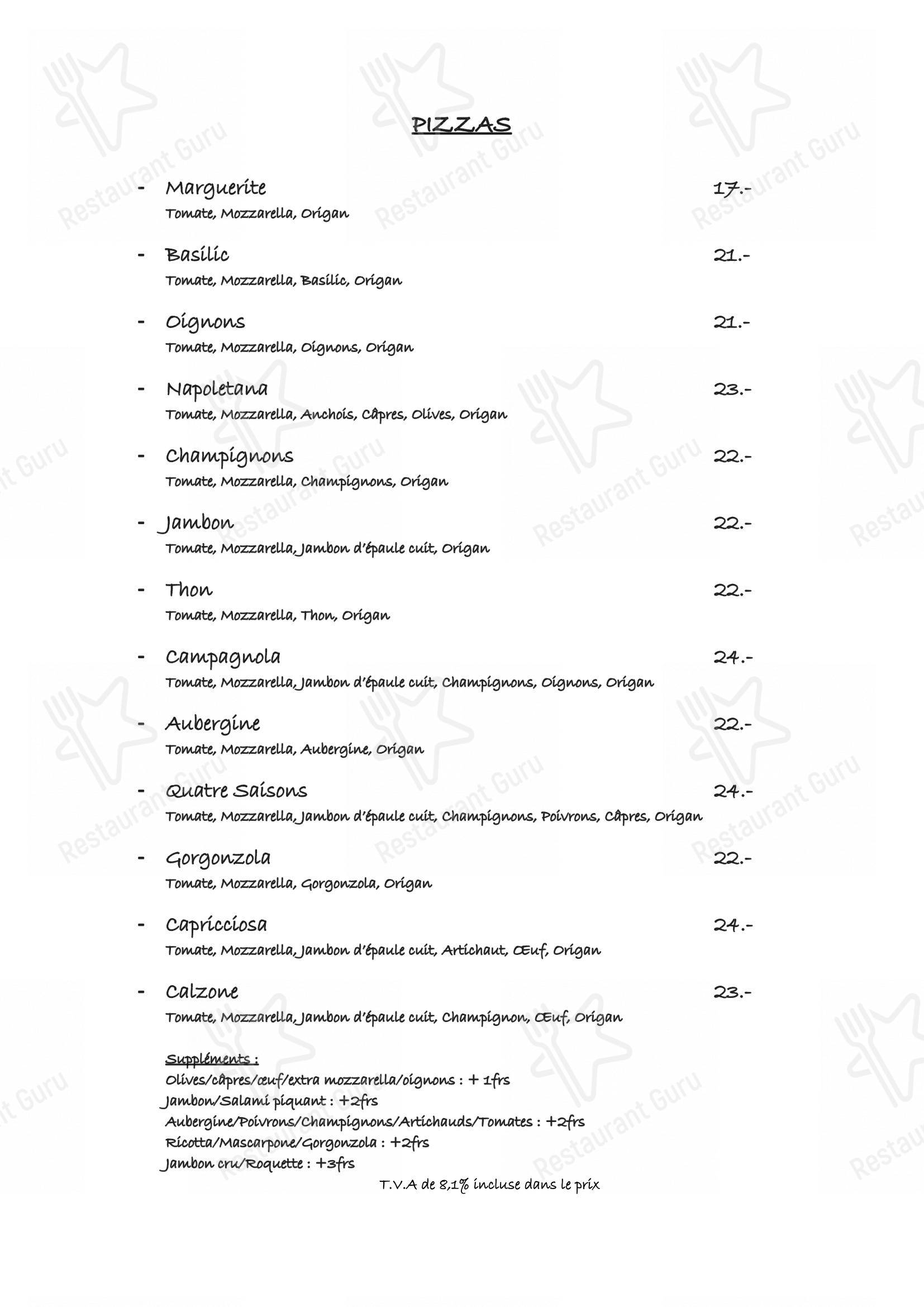 Основное меню per Café du Jet d'Eau ristorante