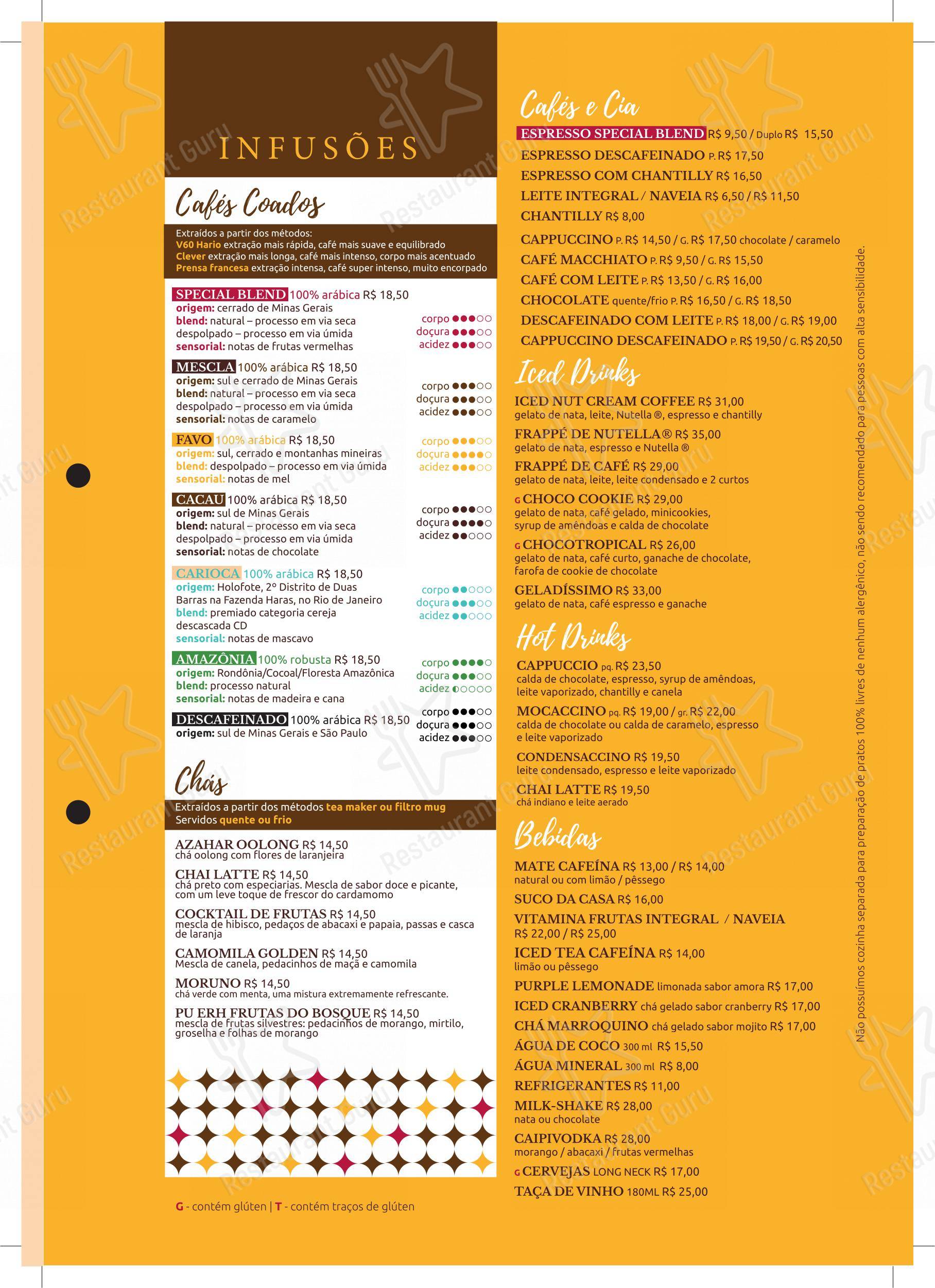 Menu para Cafeina Barata Ribeiro café