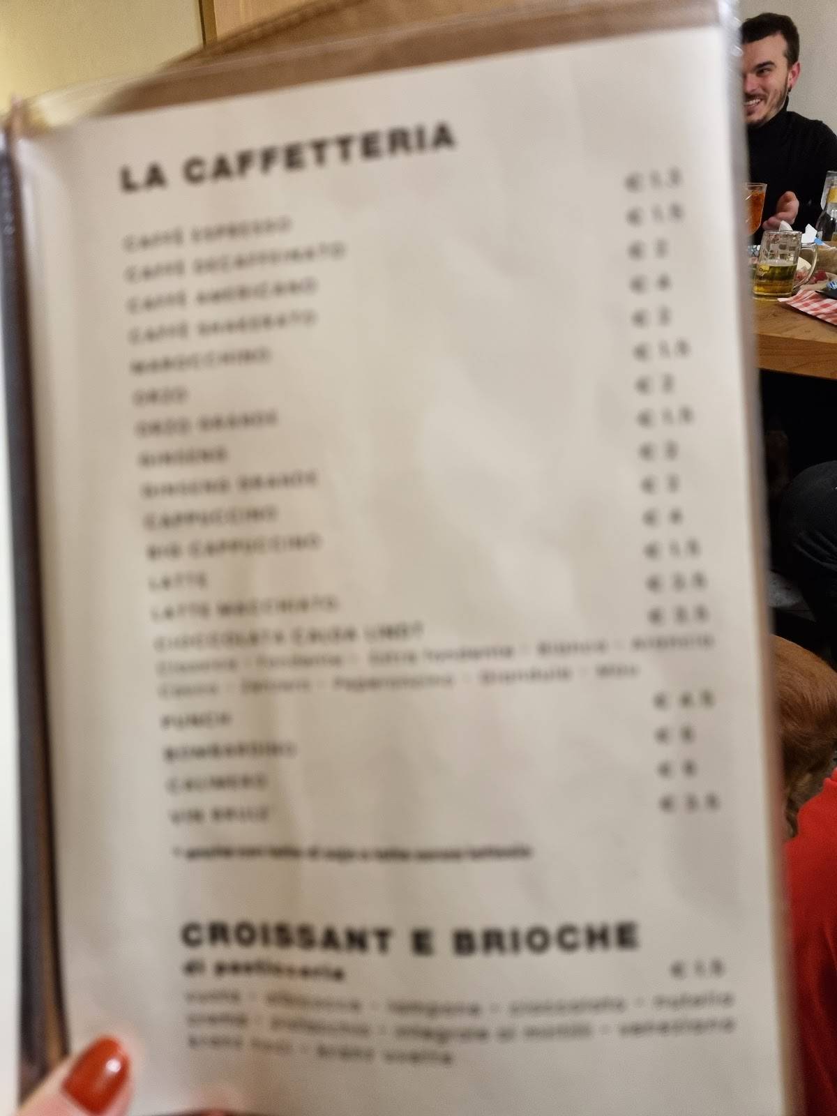 Menu di Caffé Cavour 