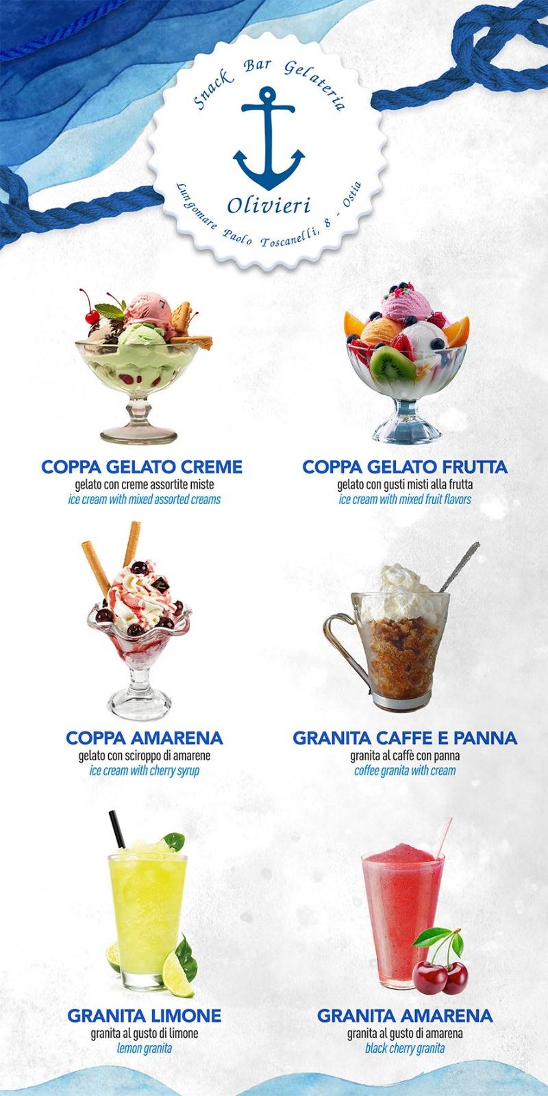 Menu di Caffè Olivieri 