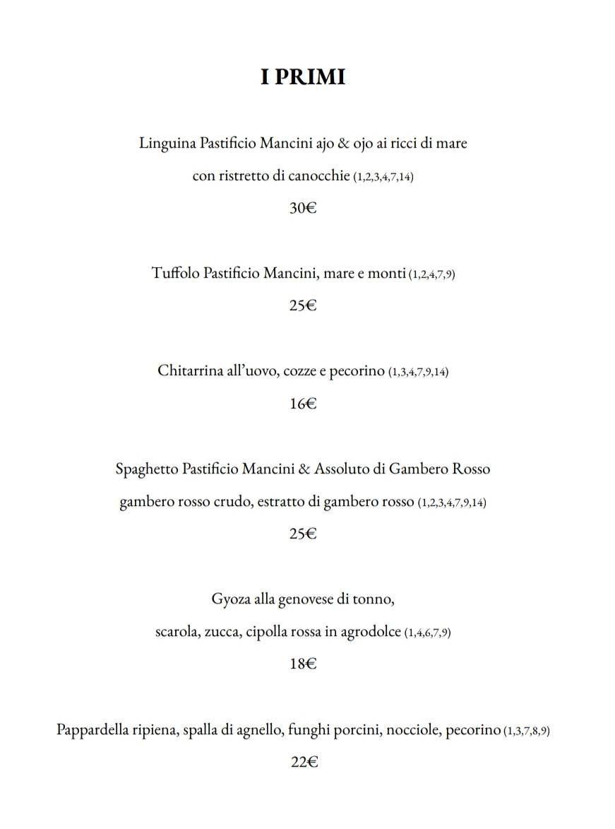 Menu di Ristorante Caffè Parnaso 