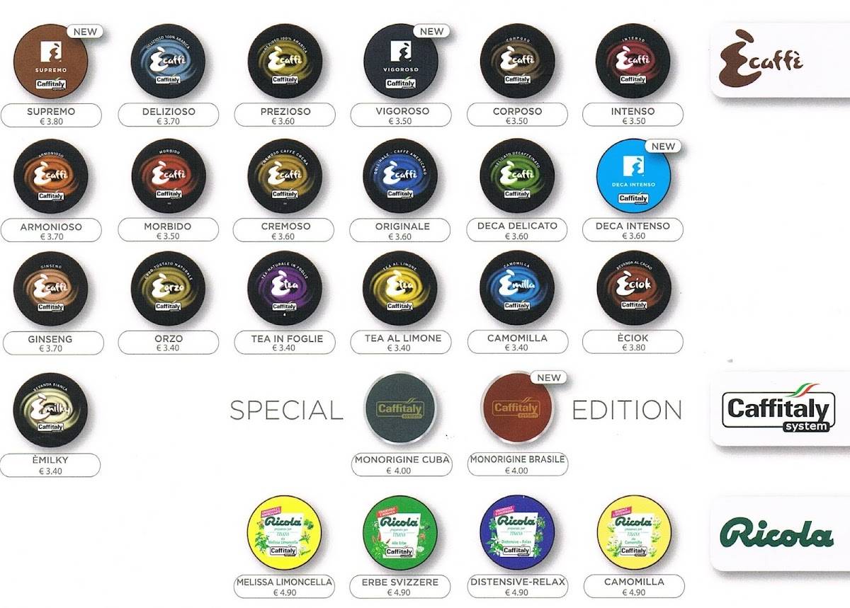 Menu di Caffitaly System Shop 