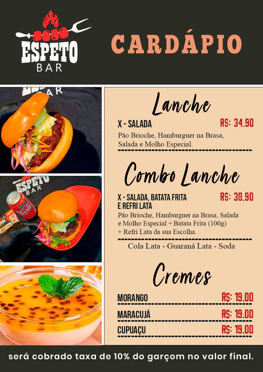 Espeto Bar cardápio