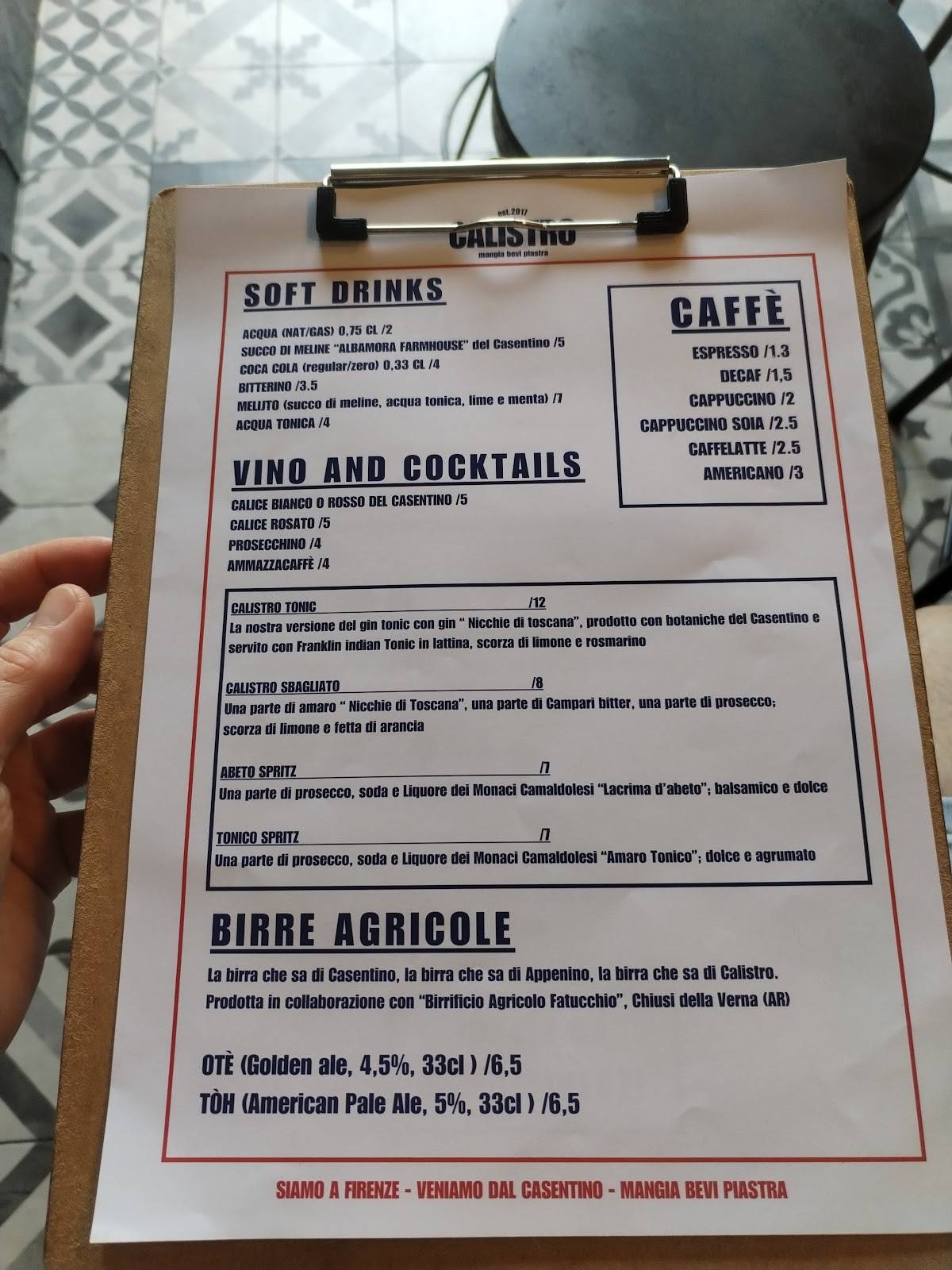 Menu de Calistro
