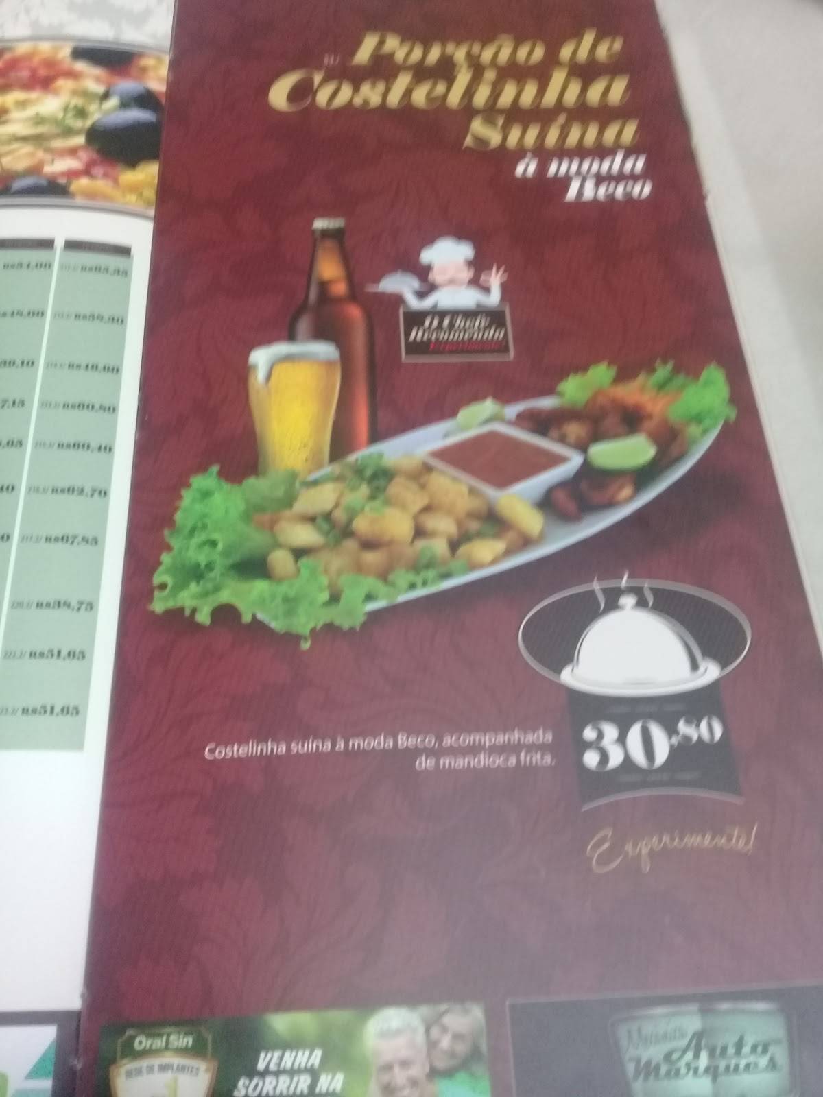 BECO Gastronomia cardápio
