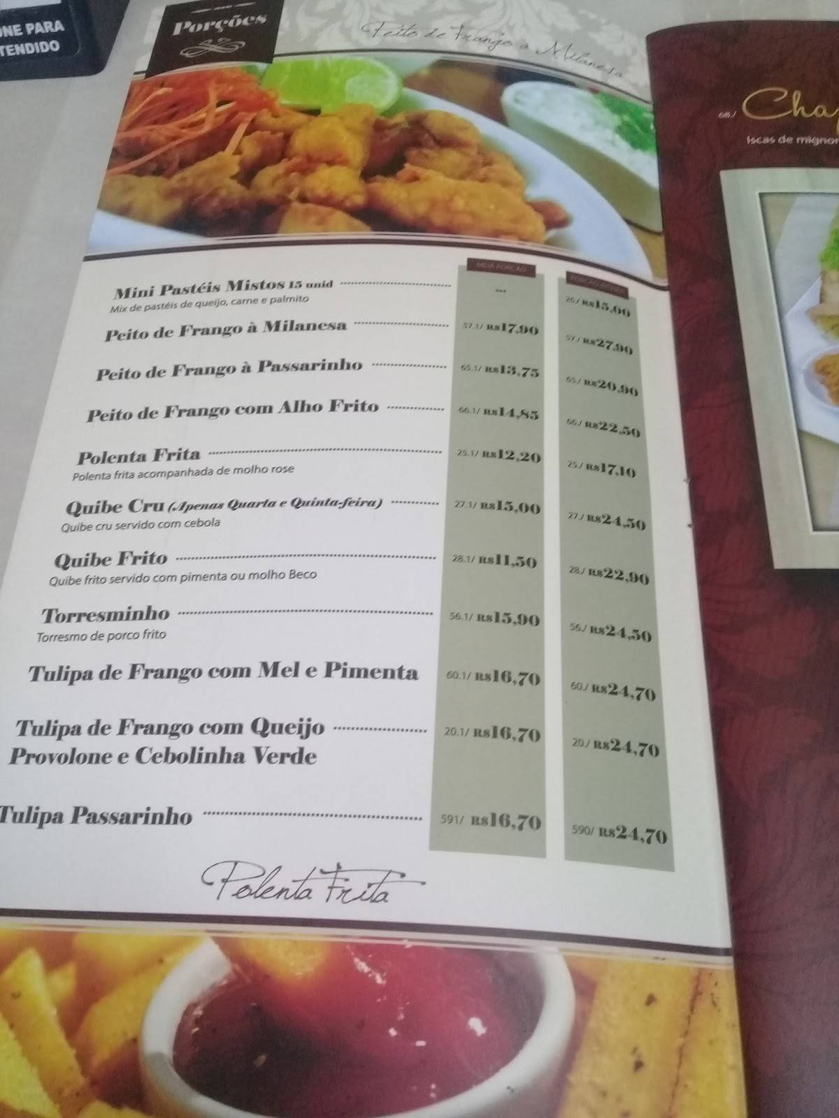 BECO Gastronomia cardápio