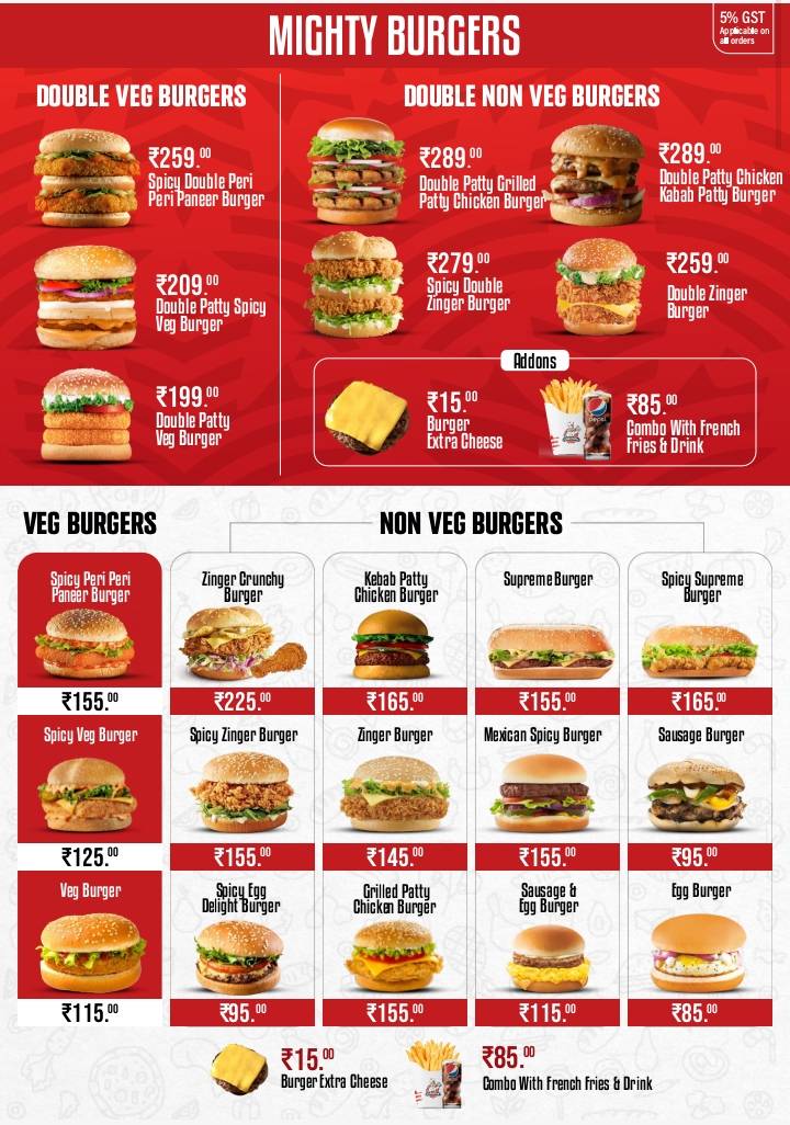Canadian Fried Chicken menu
