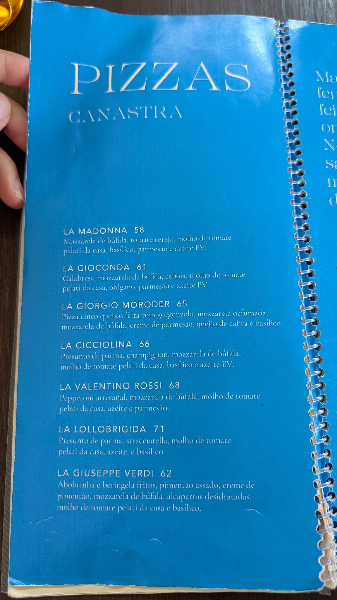 Canastra Trattoria cardápio