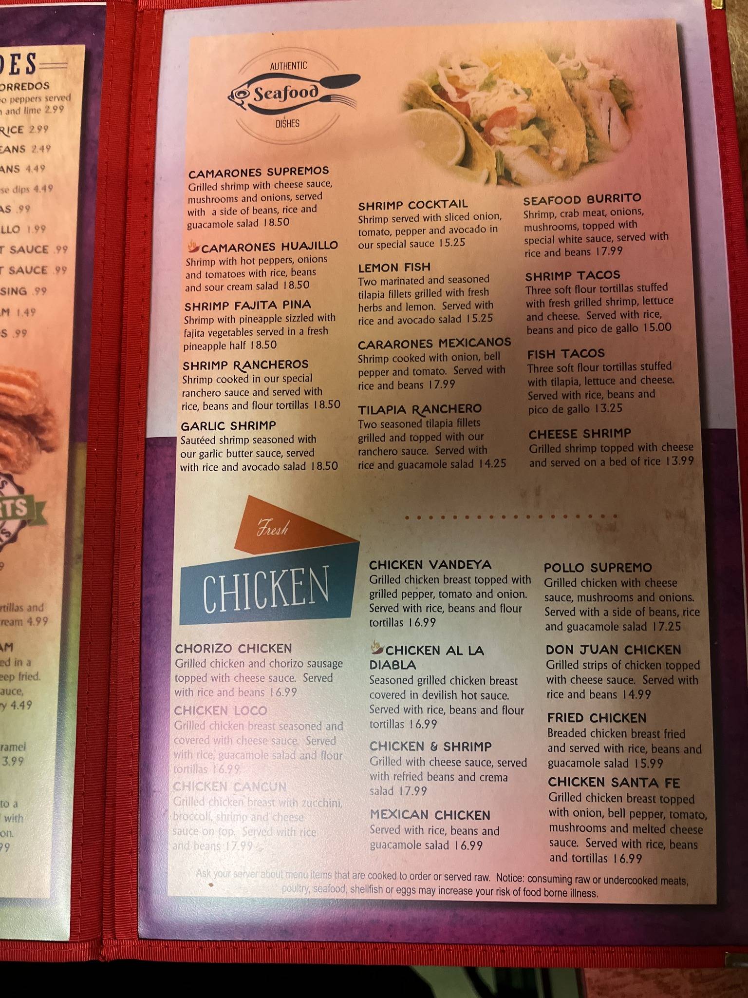 Menu at Cancun Mexican Restaurant & Cantina, Fenton