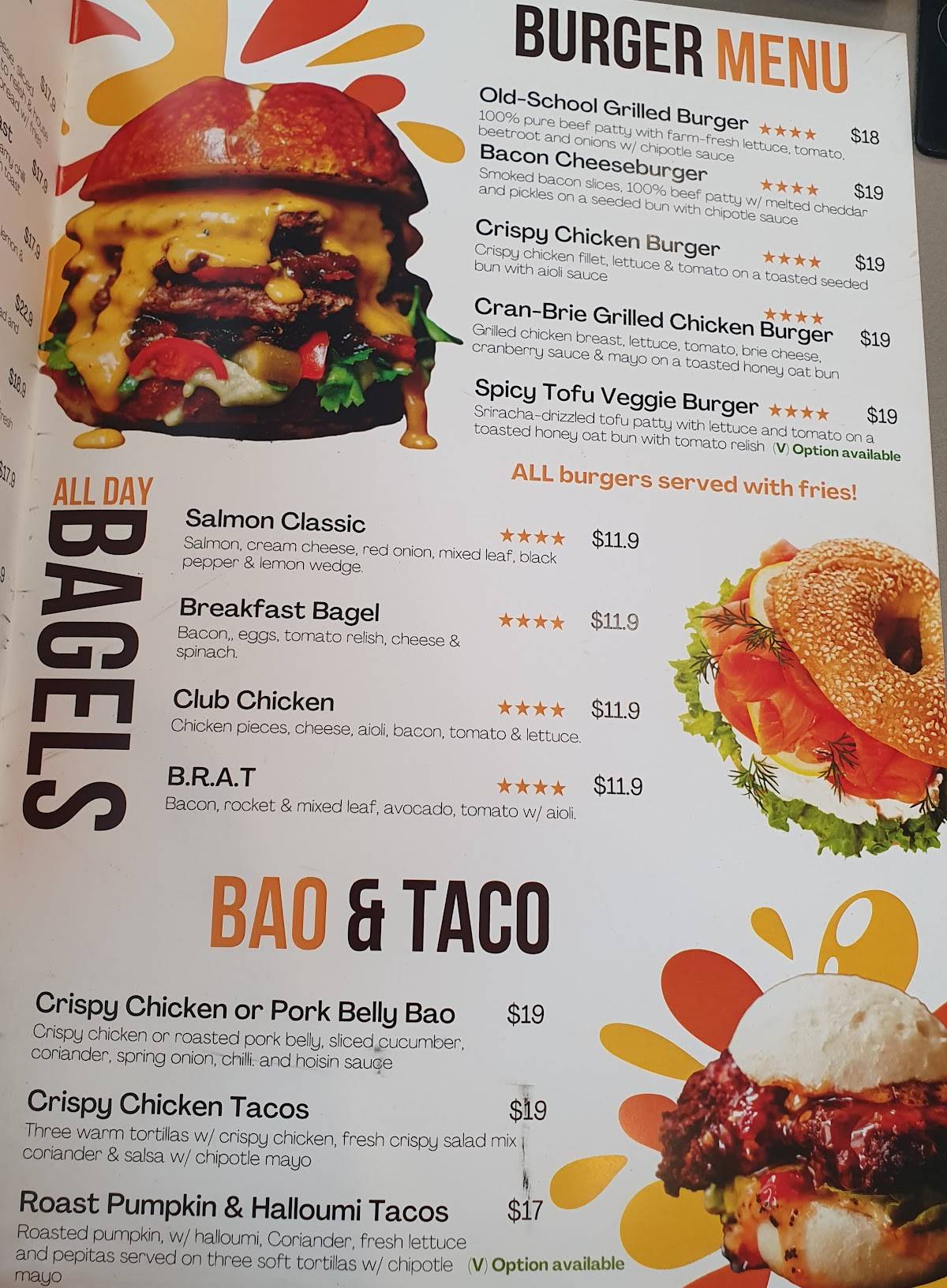 Menu at Beans cafe, Cannon Hill