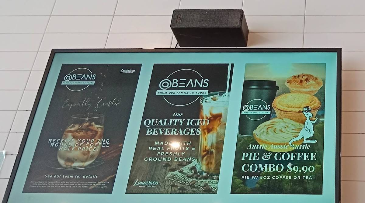 Menu at Beans cafe, Cannon Hill