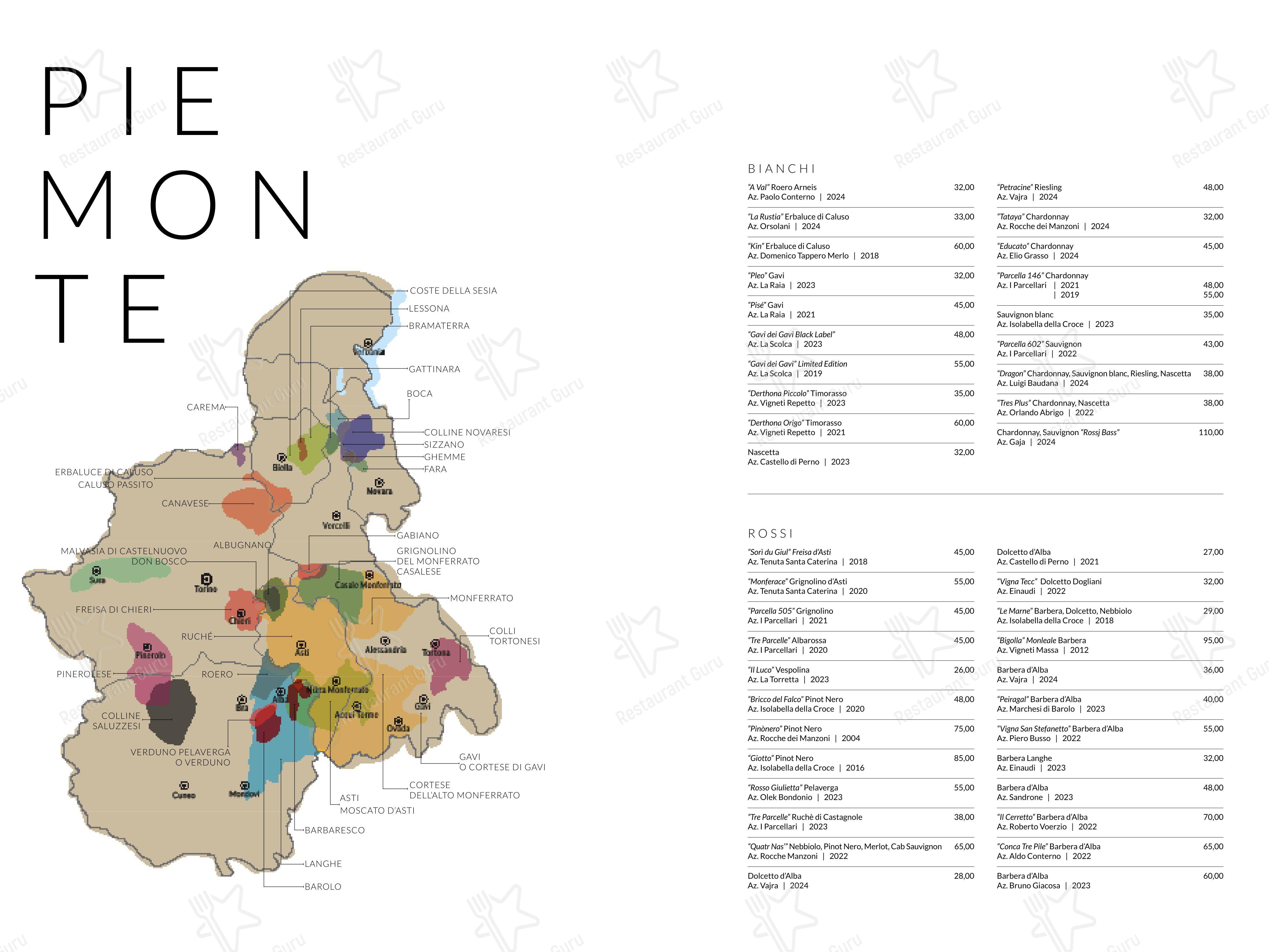 Cantina Piemontese in Milano - Menu