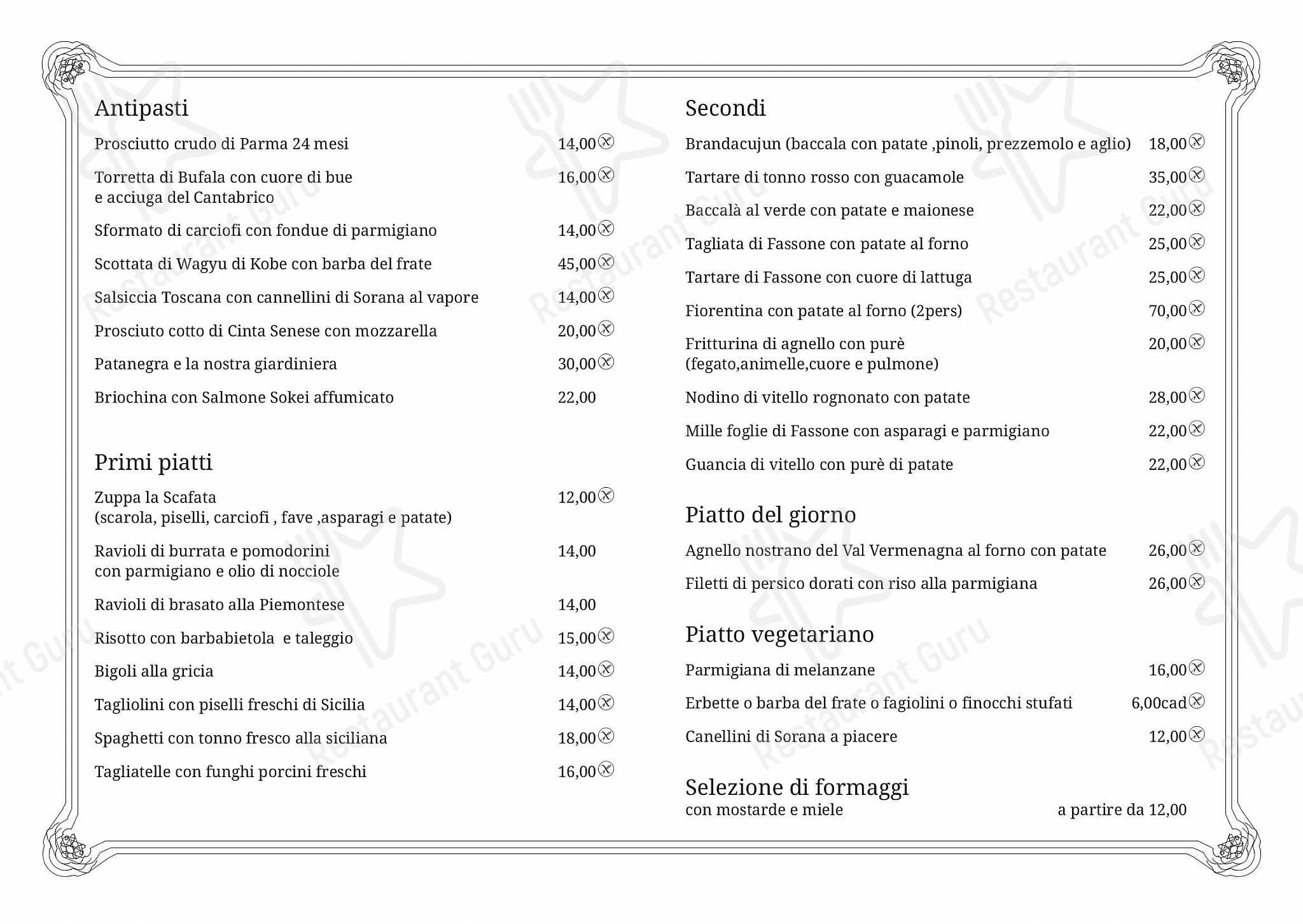 Cantina Piemontese in Milano - Ночное меню