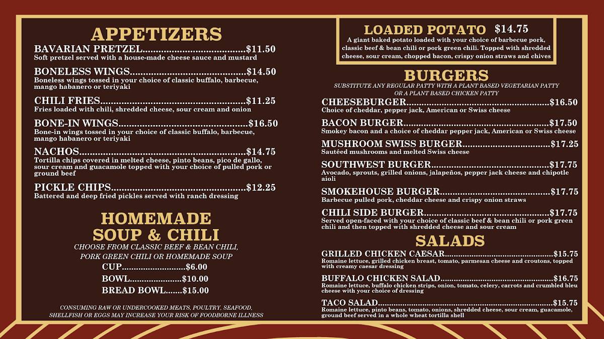Menu at Canyonlands Restaurant at Bearizona, Williams