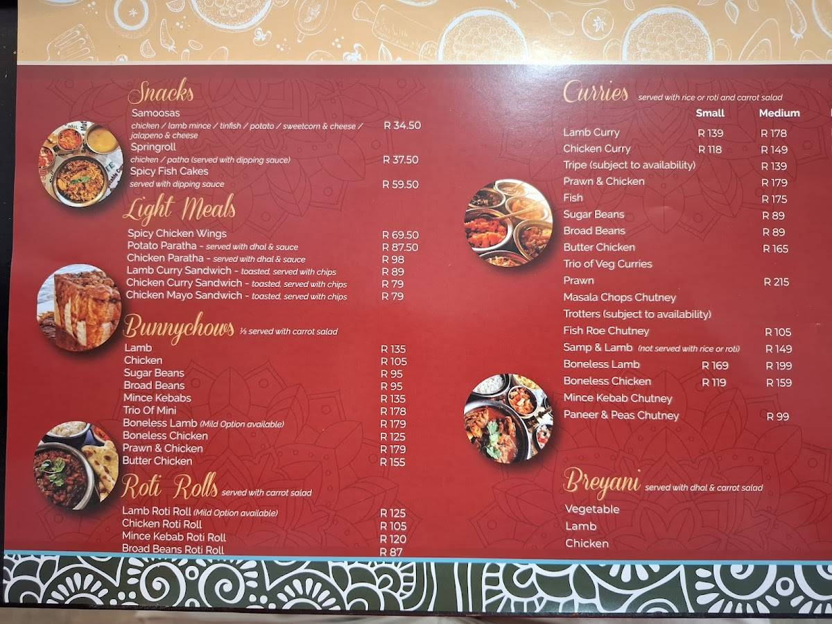 Menu at The Burner restaurant, Cape Town, Manhattan Suites and Conferencing