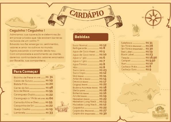 Caranguejo Pirata Restaurante cardápio