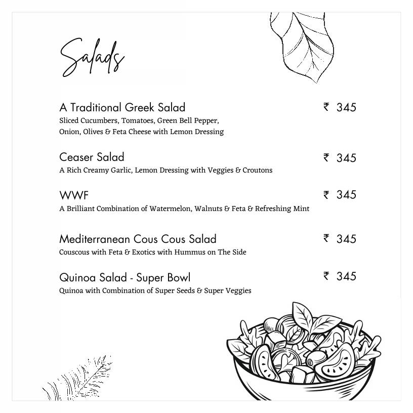 Casa Boho menu