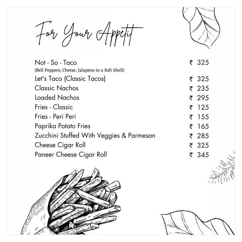 Casa Boho menu