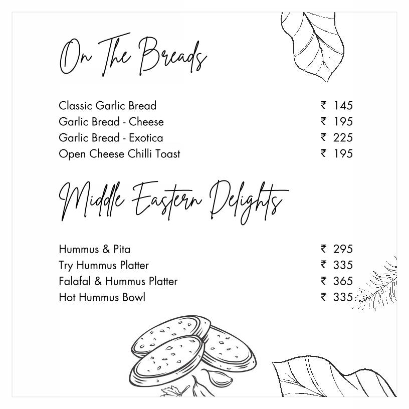 Casa Boho menu