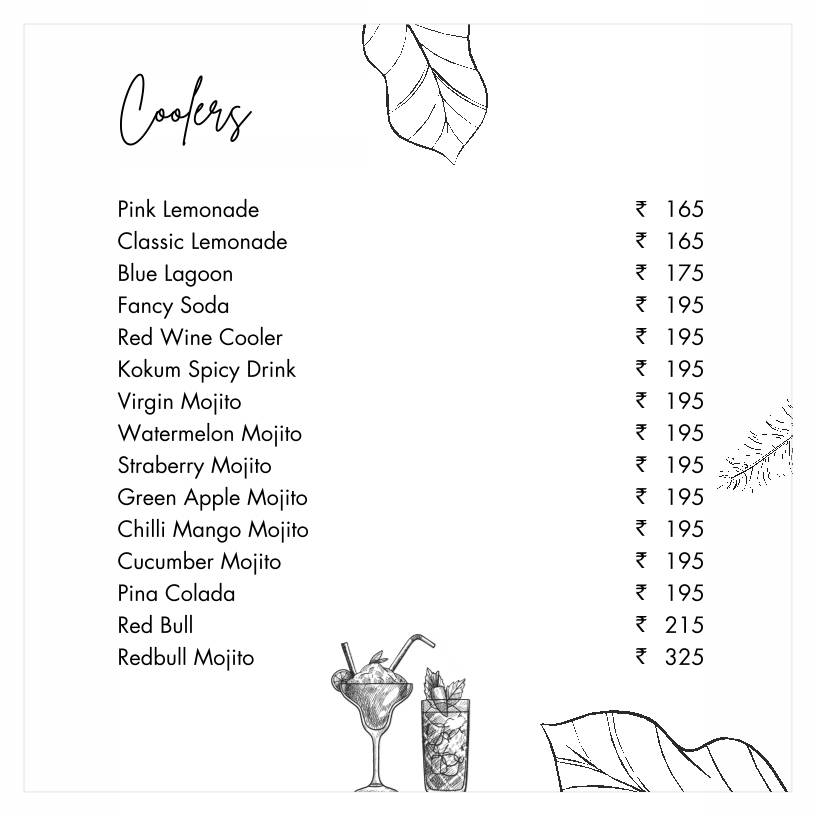 Casa Boho menu