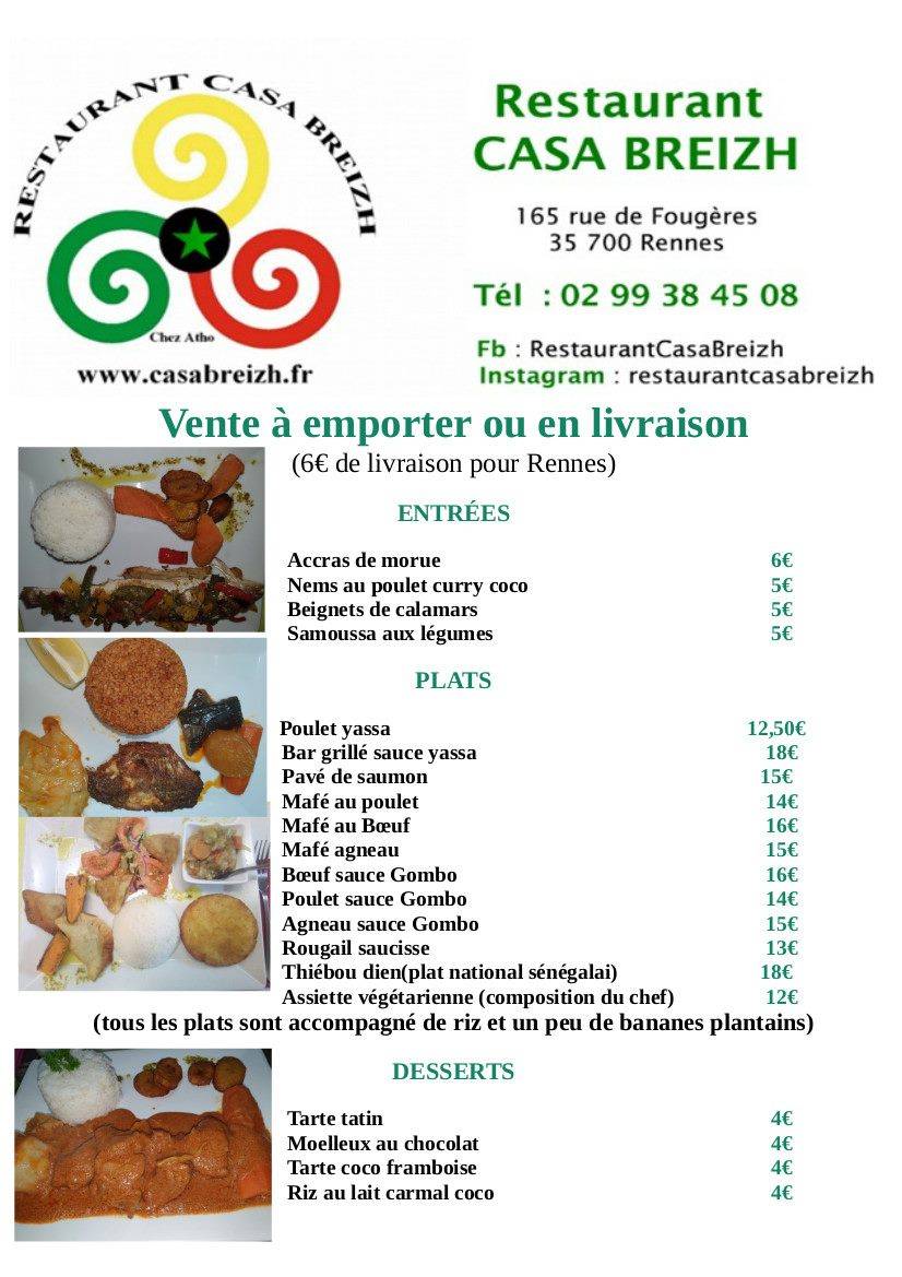 Menu de Casa Breizh